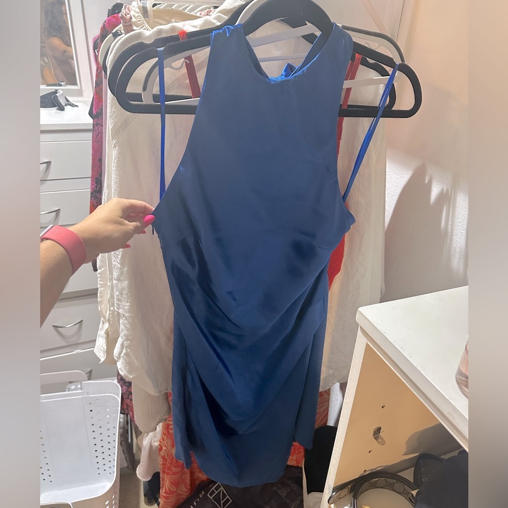 Hello Molly dark blue slip halter dress